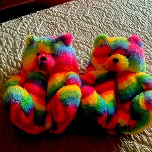 Colored Teddy Bear Slippers